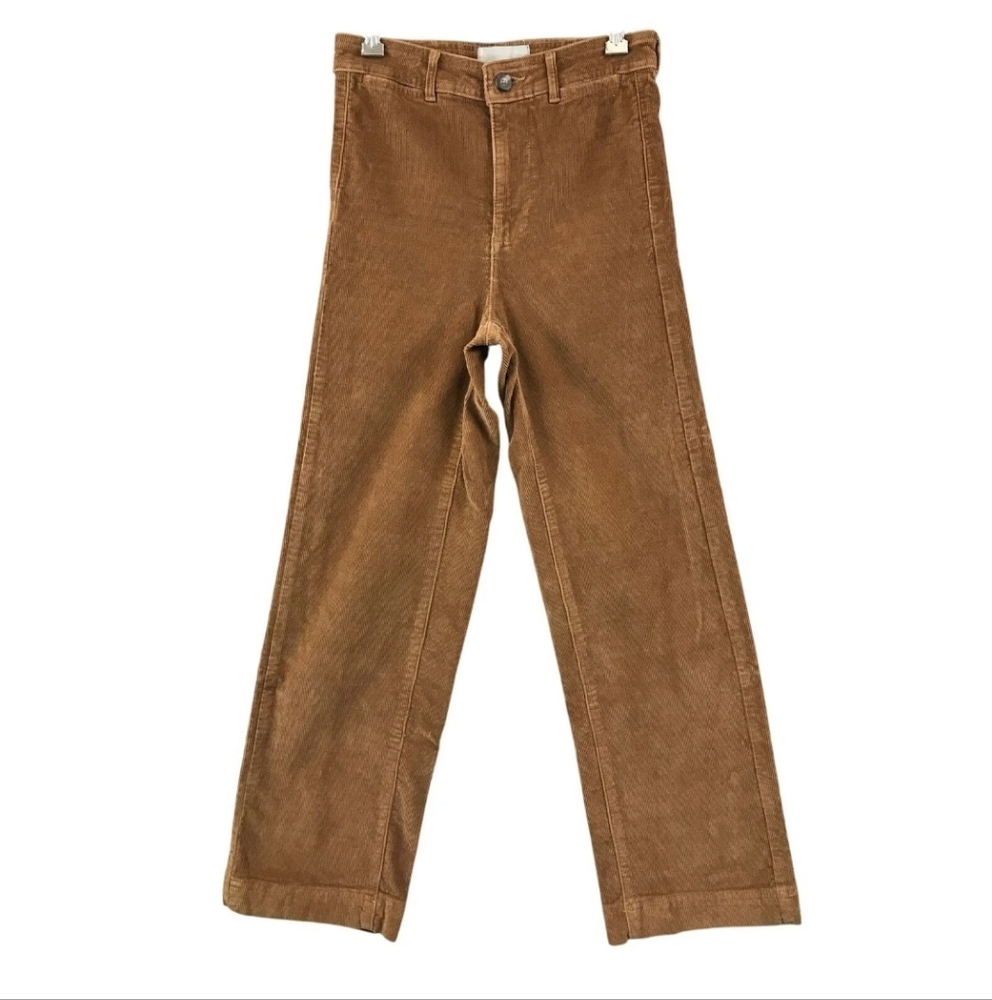 EVERLANE The Corduroy wide leg pant brown soft cords high waist flat front 4